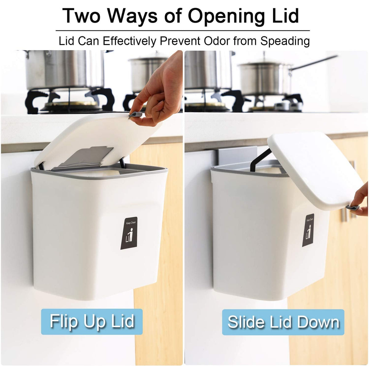 Wall-Mounted Bathroom Trash Can with Lid (No-Drill Design)
