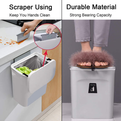 Wall-Mounted Bathroom Trash Can with Lid (No-Drill Design)