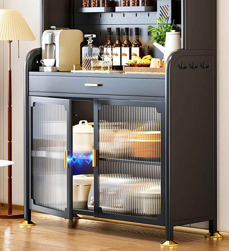 Kitchen Pantry Storage Cabinet With Pegboard Wall