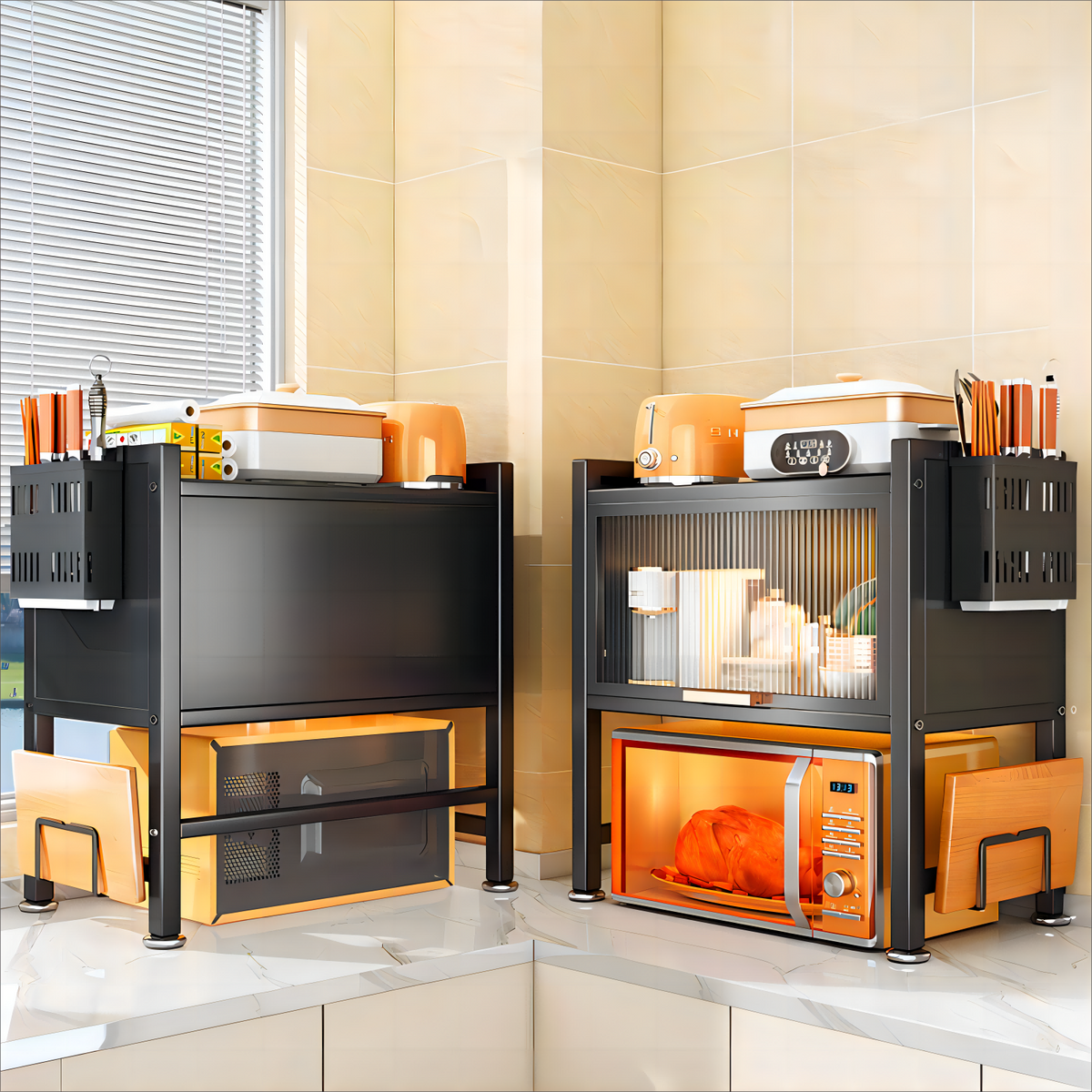 Kitchen Storage Cabinet Microwave Oven Shelf