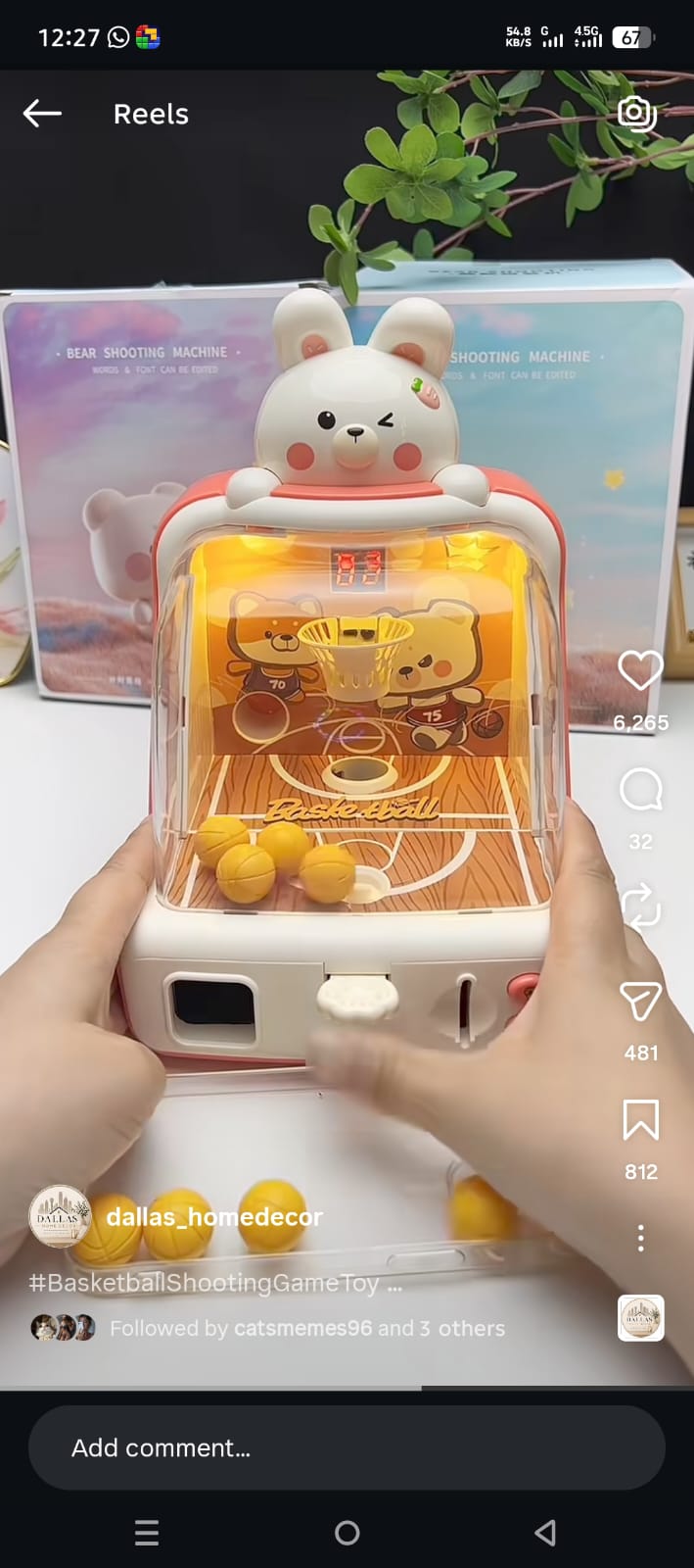 Mini Basketball Arcade Game Toy for Kids | Cute Rabbit Shooting Design with LED Score Display & Sound | Indoor Sports Shooting Game | Fun Educational Toy for Toddlers Boys & Girls Age 3+ (Blue)