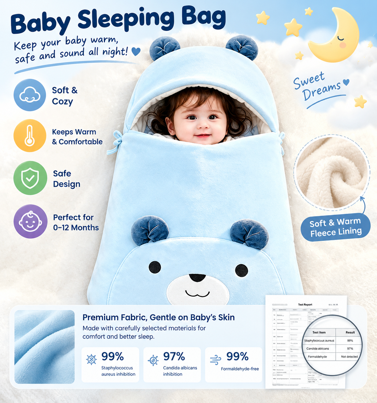 Winter Baby Swaddle Sleeping Bag