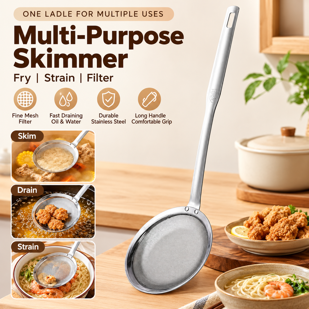 Stainless Steel Fine Mesh Skimmer