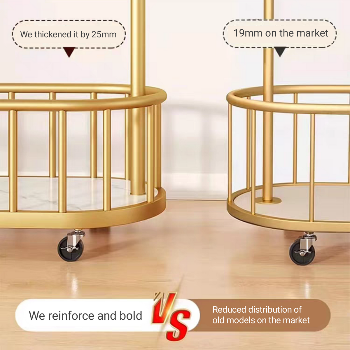 Luxury wheeled movable living room clothes storage rack