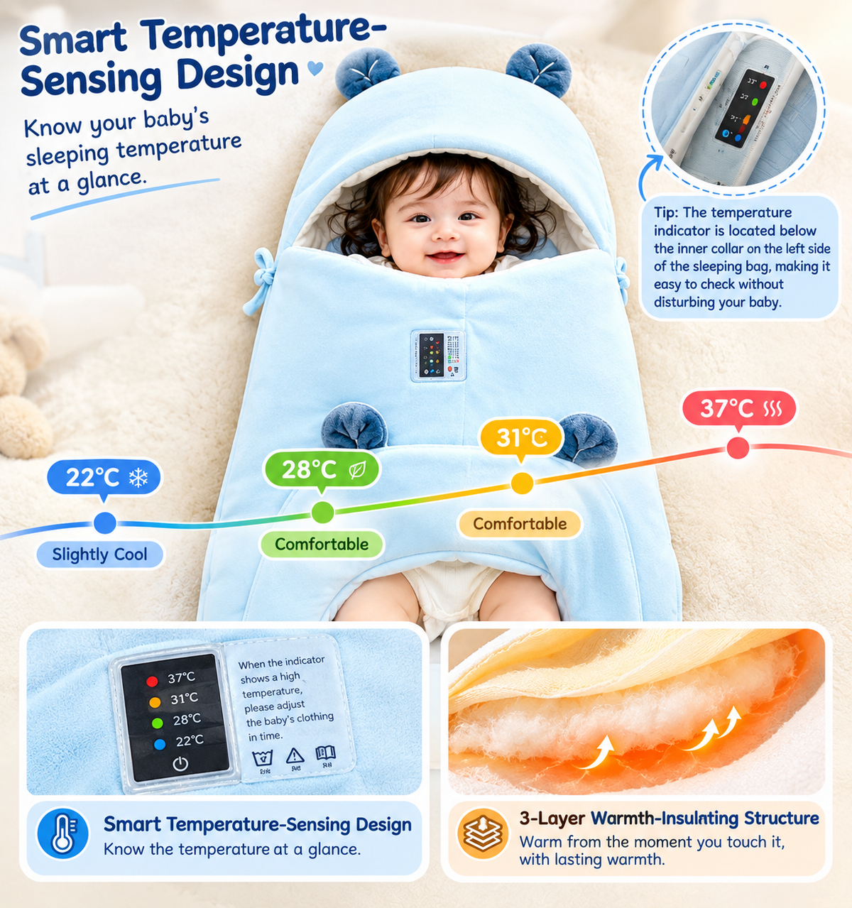Winter Baby Swaddle Sleeping Bag