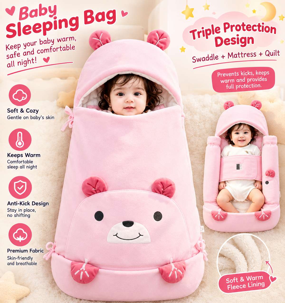 Winter Baby Swaddle Sleeping Bag