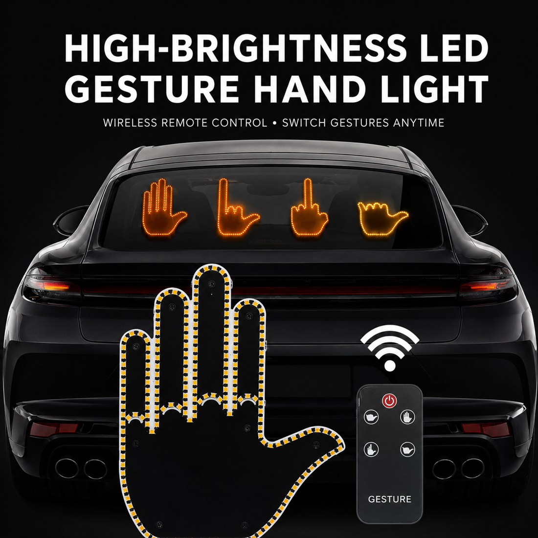 Wireless LED Car Gesture Light with Remote Control