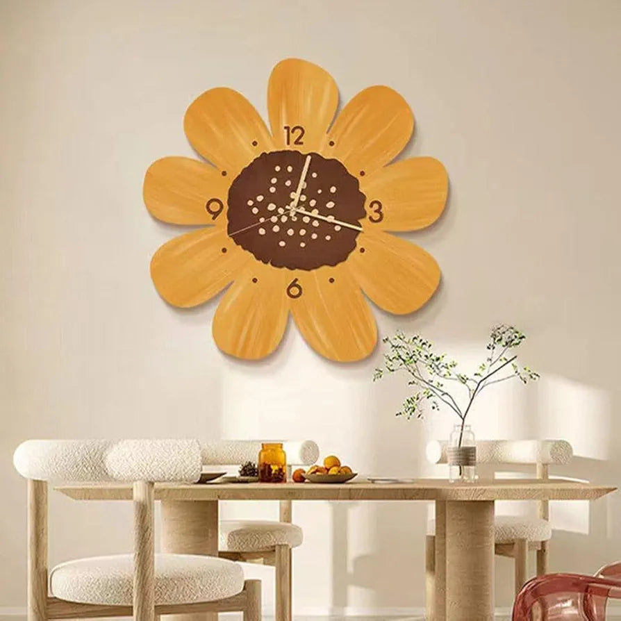 Modern Wall Clock,11.8in Flower Petal Design Wall Clock,Cartoon Flower Shape Silent Clock,Simple Wall Hanging Clock Decorative Clocks for Home,No Battery Included