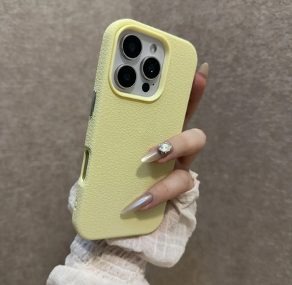 Premium Matte Litchi Leather Case – Full Protection for iPhone