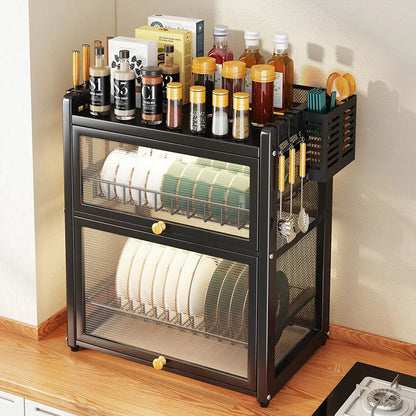 kitchen Household Dustproof 2 layer Shelf Counter Dish Organize