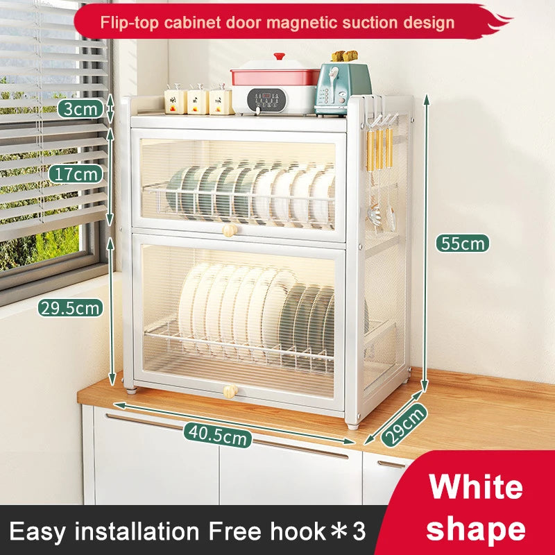 kitchen Household Dustproof 2 layer Shelf Counter Dish Organize